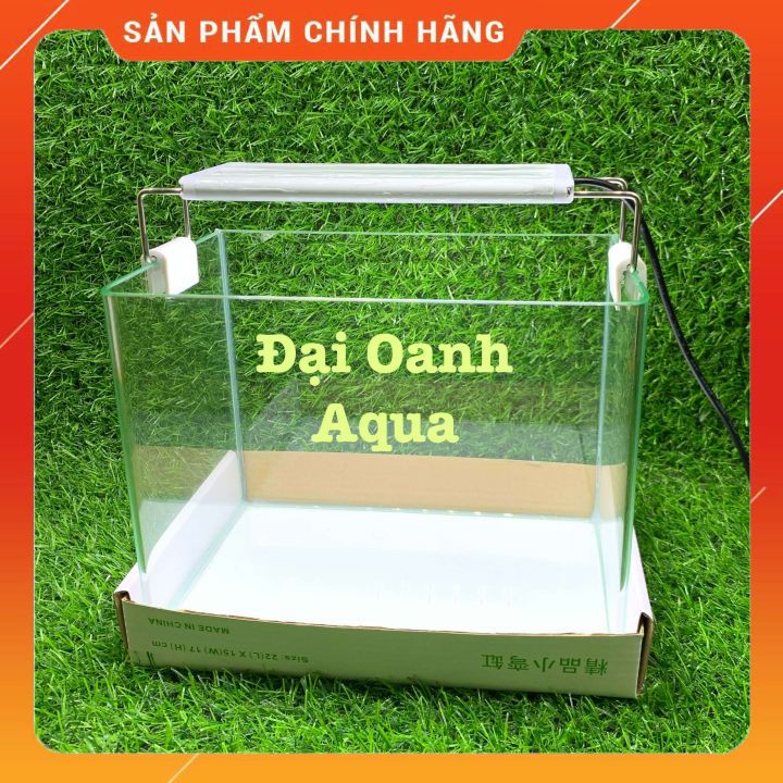 { RẺ VÔ ĐỐI } Bộ Bể Cá Kính Đúc 22cm Mini  Để Bàn, Dài 22cm Rộng 15cm Cao 17cm - Bể Cá Cảnh Mini