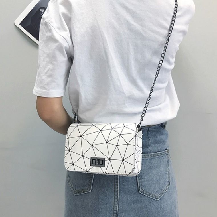 Túi Đeo Vai Hình Vuông Cỡ Nhỏ Họa Tiết Vân Kim Cương Phong Cách Hàn Quốc Thời Trang Cho Nữ