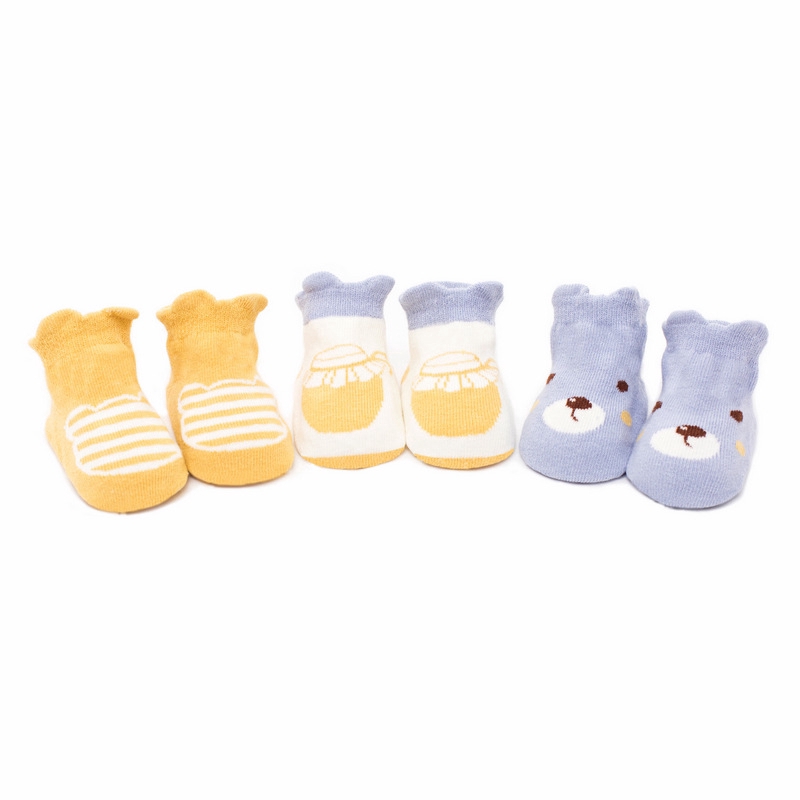 Set 3 Đôi Tất Cotton Hoạ Tiết Hoạt Hình Đáng Yêu Cho Bé