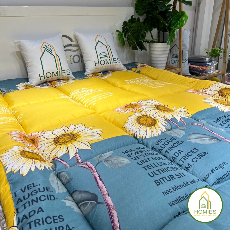 Nệm Topper Cúc Vàng HOMIES Tấm làm mềm đệm cotton Đũi Hàn quốc mới nhất 2020 - Có Chun 4 Góc Cố Định Đệm