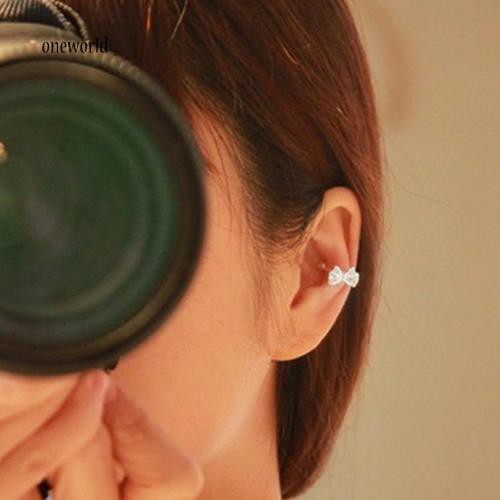 Khuyên kẹp vành tai mặt hình nơ đính đá nữ tính