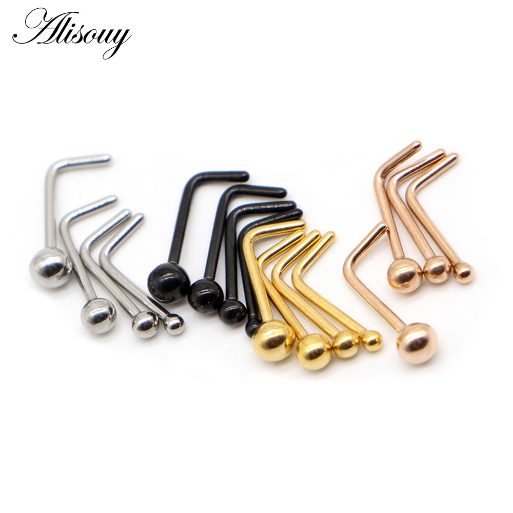 Alisouy 1 Khuyên Mũi Tròn Bằng Thép Không Gỉ Cá Tính