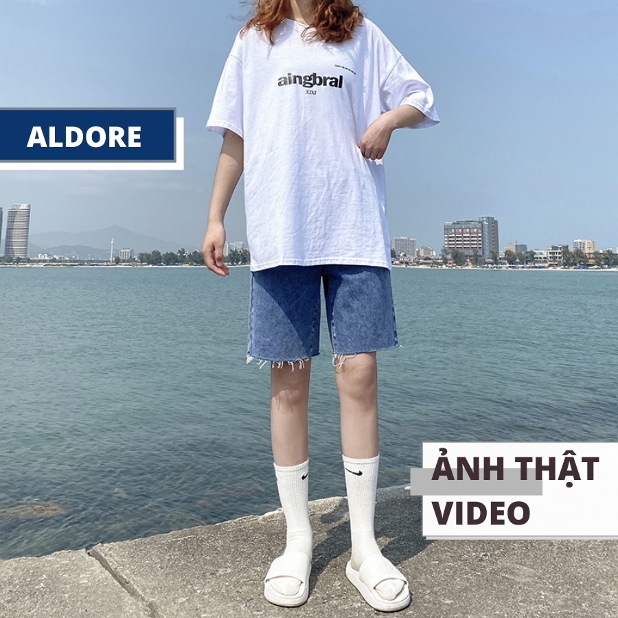 Quần short nữ jean ống suông short lửng thương hiệu Aldore MSHA59