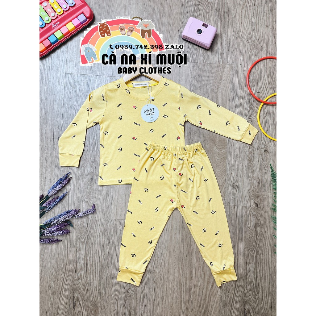 SIZE(7-18kg 7 Màu) Bộ Minky Mom Thun Lạnh FREE SHIPDài Tay Hàng Chuẩn Hoạ Tiết Dể Thương Cho Bé Gái Bé Trai, Đủ Màu