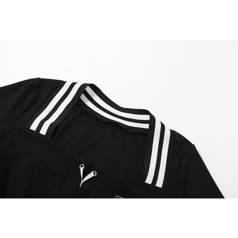 Áo Thun Ngắn Tay Cổ Vuông Thắt Dây Thời Trang Cho Nữ