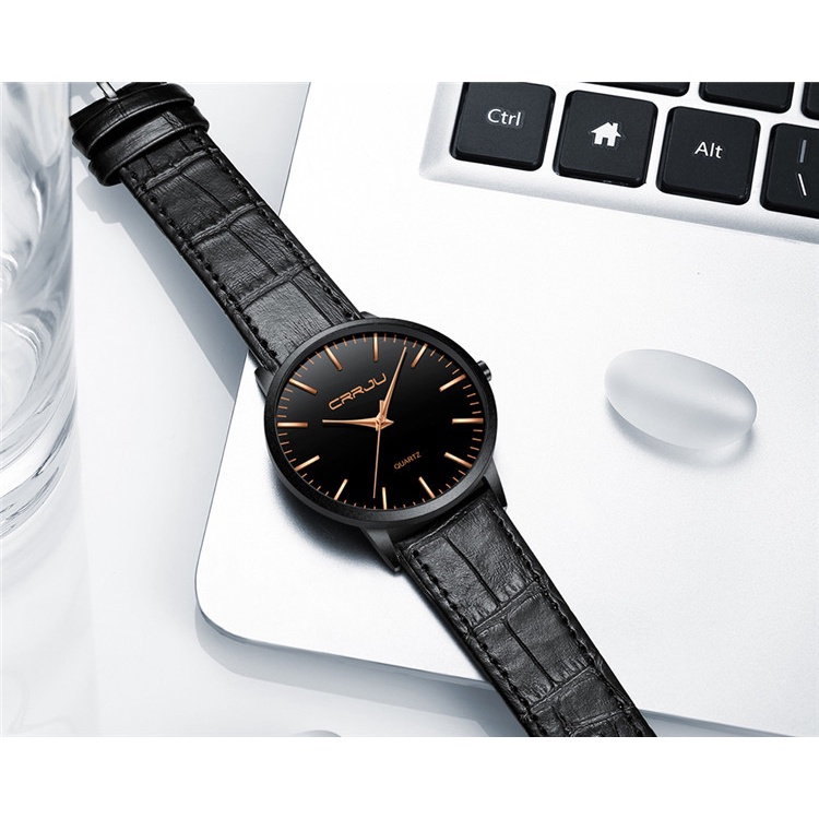 Đồng hồ CRRJU 2117 XL dây da chống nước phong cách doanh nhân cho nam