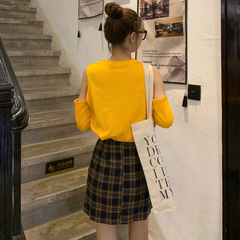 Áo thun SUXI trễ vai màu trơn phong cách Hàn Quốc thời trang dành cho nữ