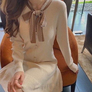 váy len bèo cổ pha tay