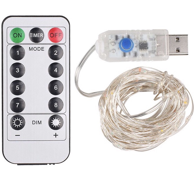 Đèn fairy light nhiều chế độ có REMOTE điều khiển dùng pin aa /usb