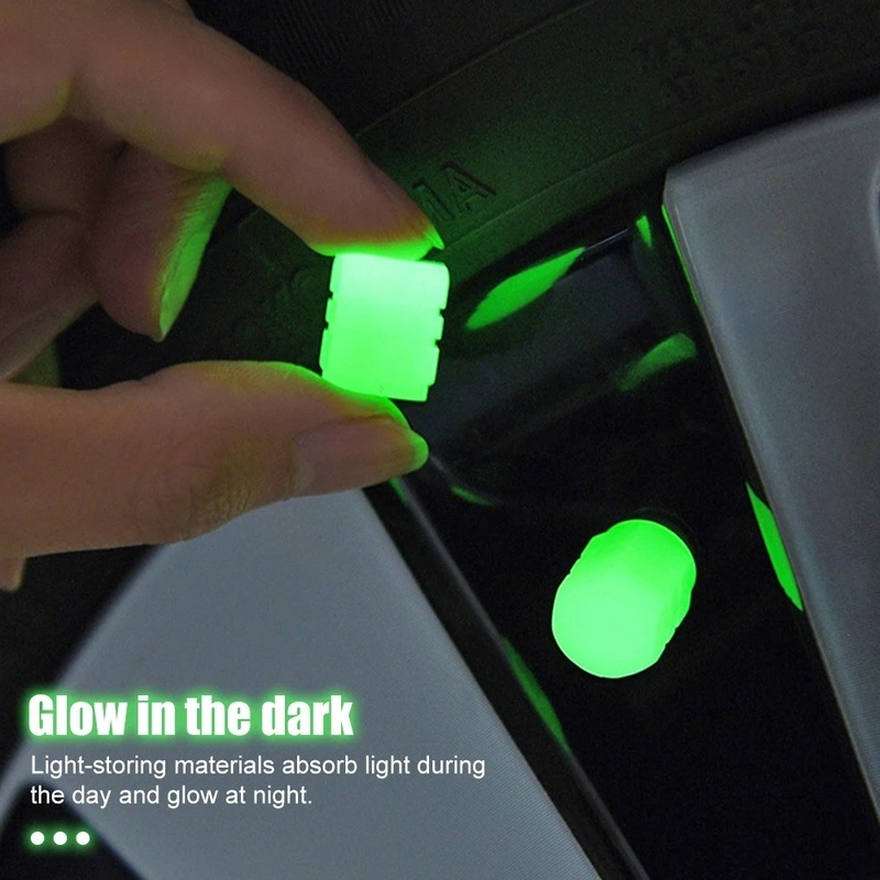 1 / 4 Nắp Van Bánh Xe Hơi / Xe Máy Chống Bụi Màu Xanh Lá Huỳnh Quang Thông Dụng