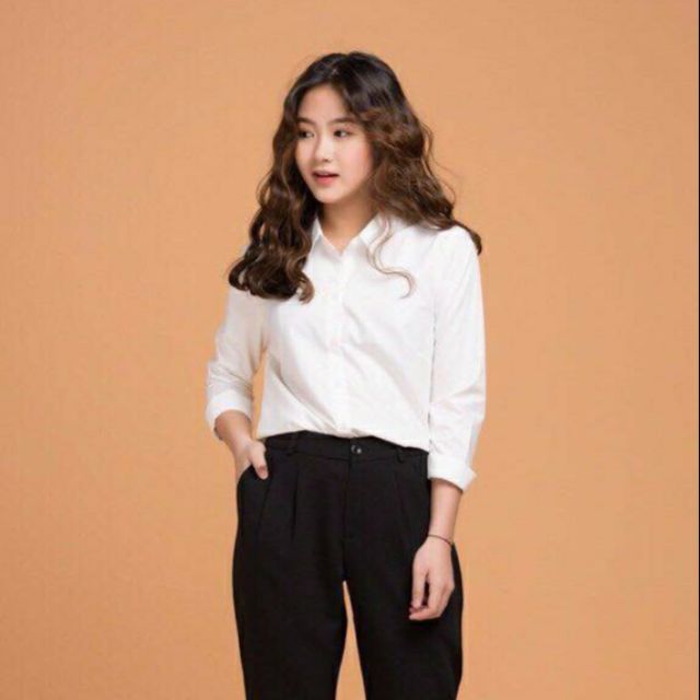 Áo Sơ Mi Trắng Đi Học Tay Dài