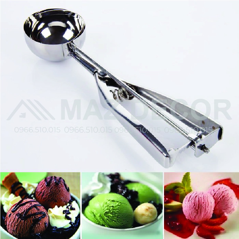 SALE GIÁ SỈ TẠI XƯỞNG Cây Muỗng dụng cụ múc xúc kem viên tròn bằng inox 304 đủ 3 cỡ
