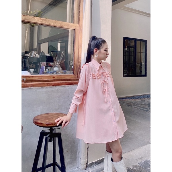 Đầm sơmi thắt nơ