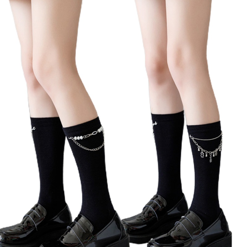 Xiangbao Tất Bắp Chân Cotton Đính Hạt Ngọc Trai Giả Tua Rua Phong Cách Harajuku Nhật Bản Lolita Cho Nữ