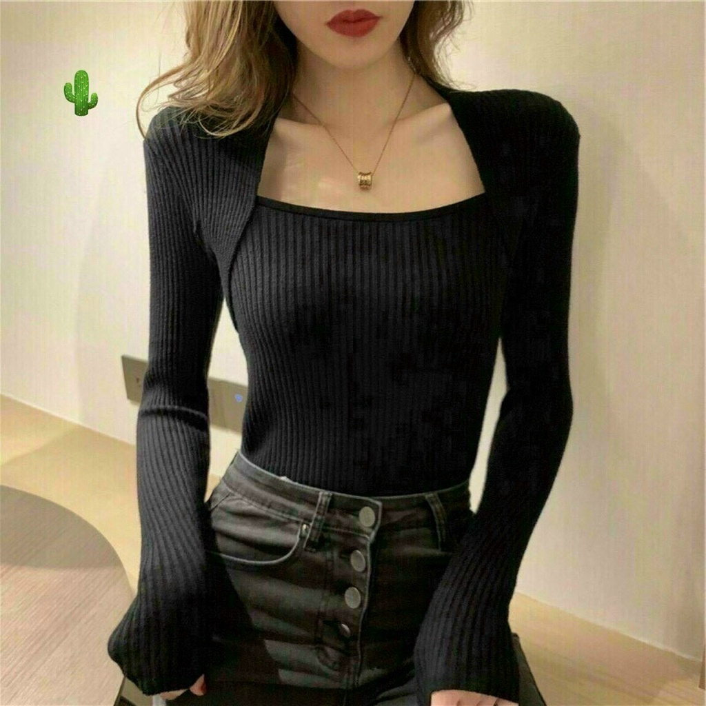 [Hot] Áo Thun Gân Tay Dài Cổ Kiểu