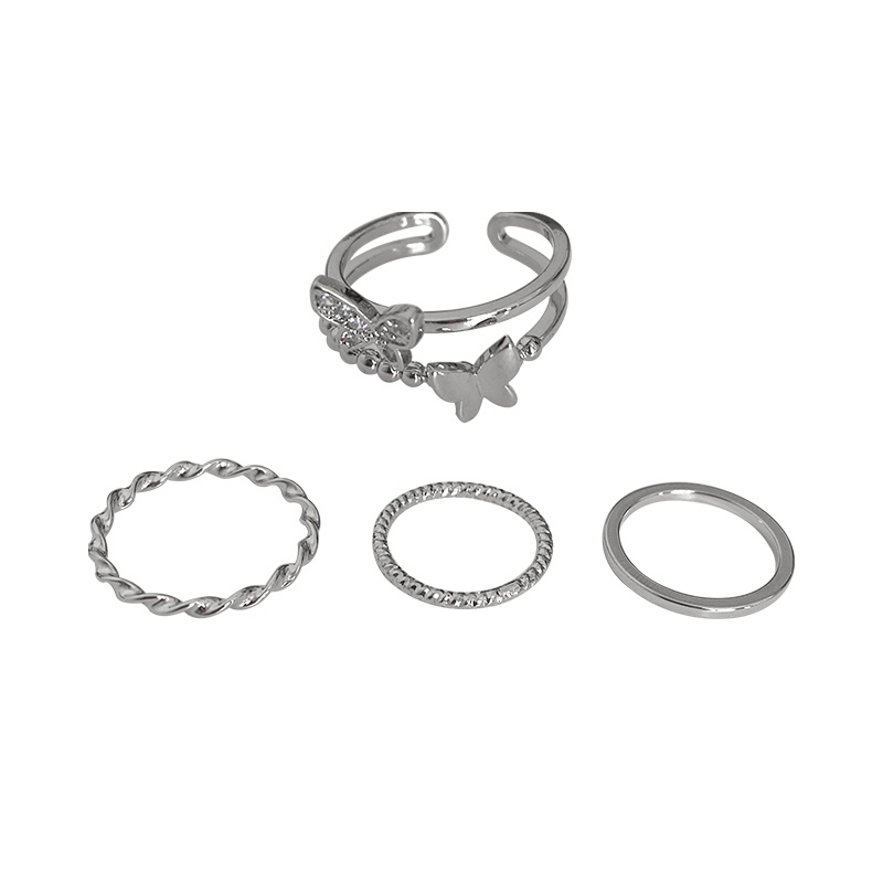 4 Nhẫn bạc phối bướm đính đá thời trang cho nữ