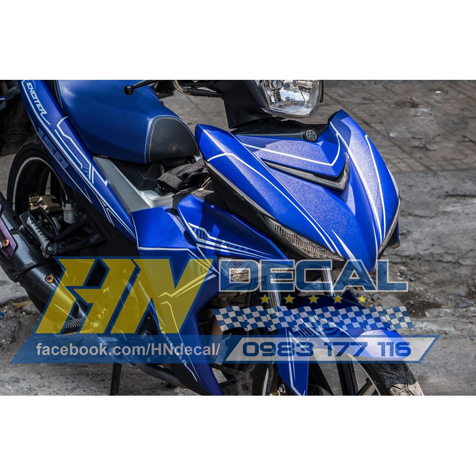 Tem Trùm Exciter 150 Xanh Chỉ Trắng