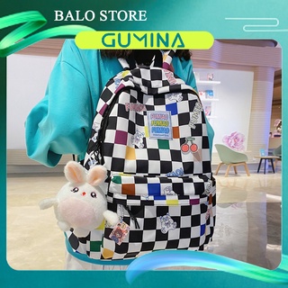 Balo ULZZANG Đi Học Cặp Sách Nữ Nam Thời Trang Đẹp Màu Đen Trắng Hồng GỤMINA