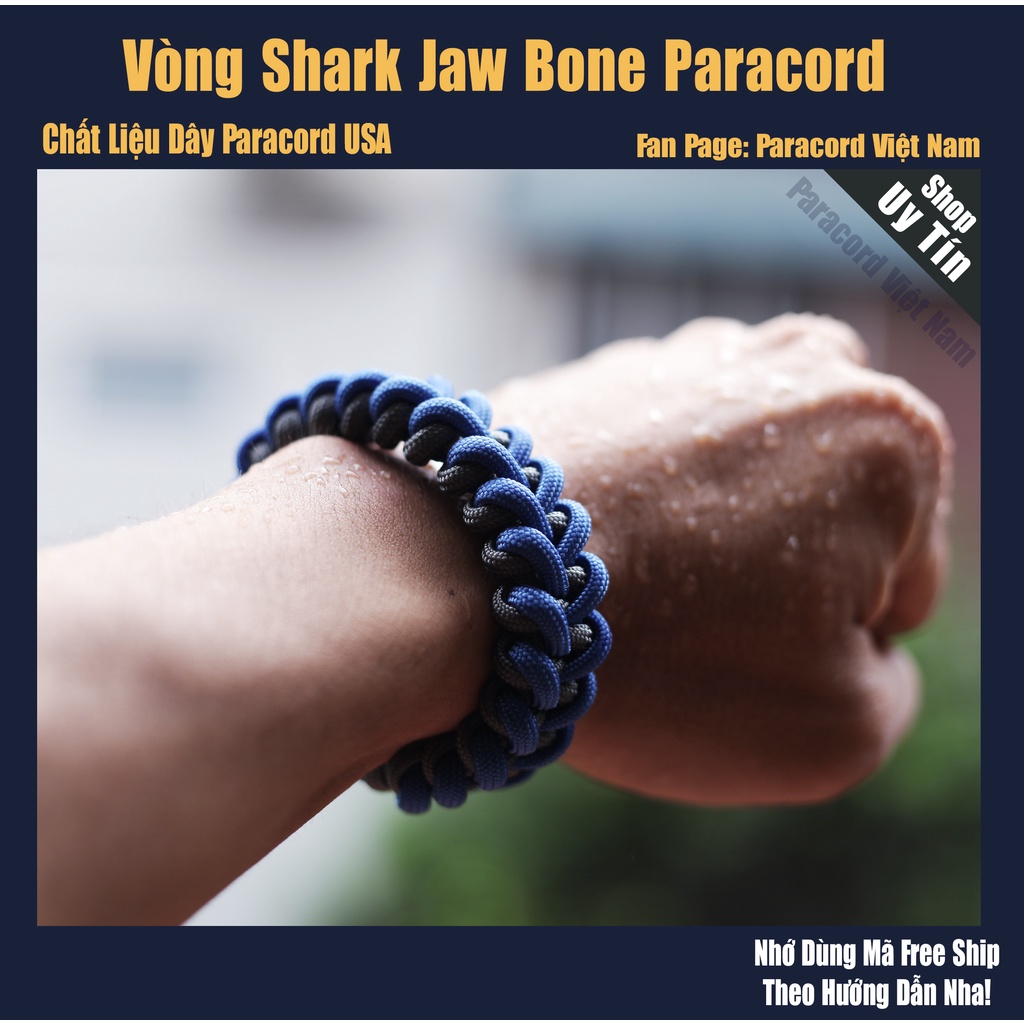 Vòng tay Shark Jaw Bone  Paracord Sinh Tồn