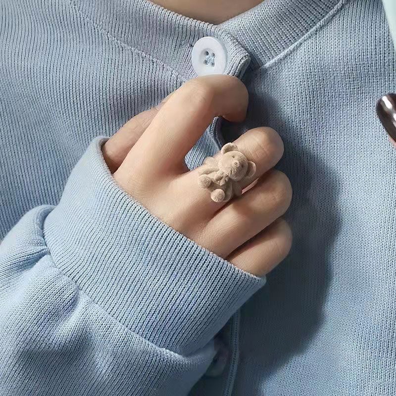 Nhẫn hở ba chiều hình gấu dễ thương thời trang thu đông cho bạn gái