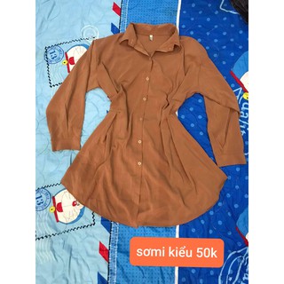 Đầm sơ mi chiết eo