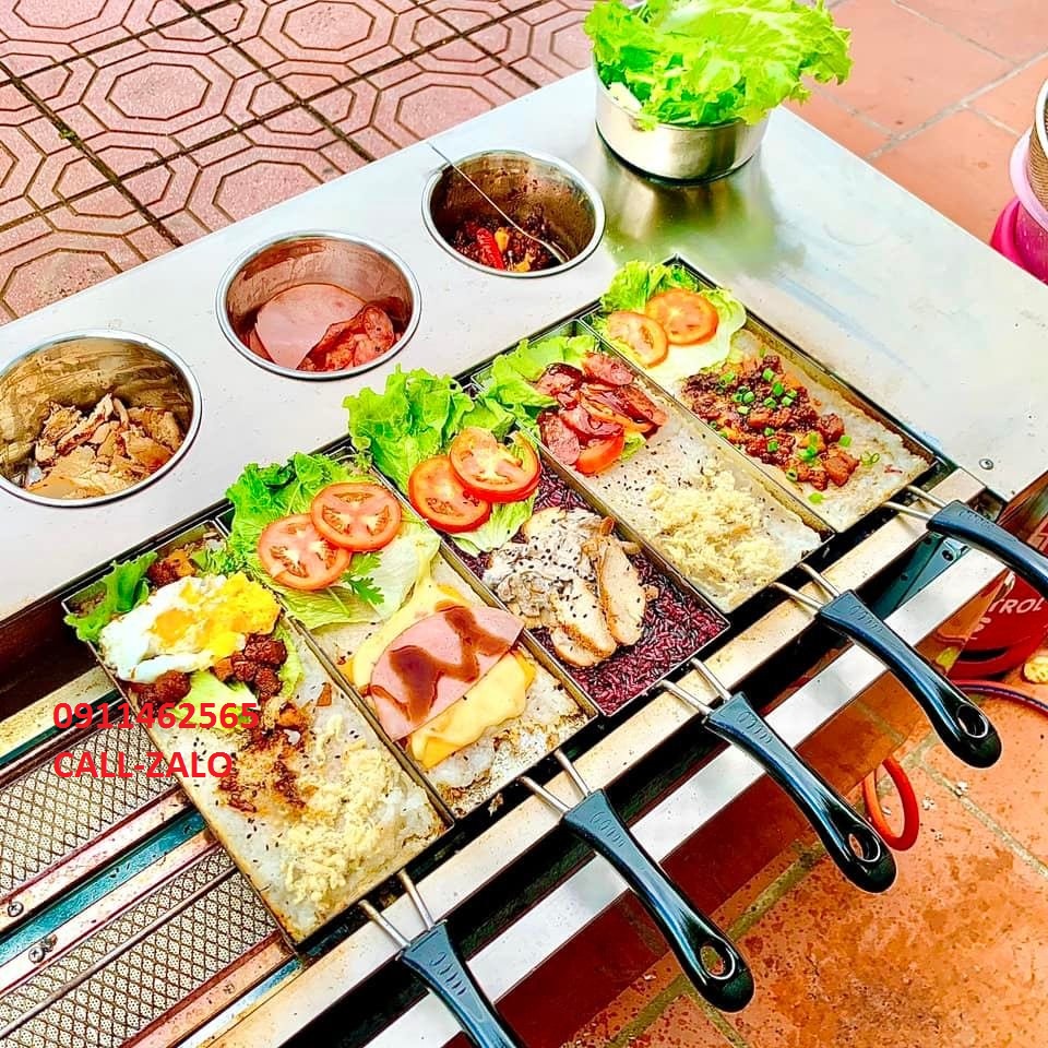 BẾP LÀM CƠM CHÁY 8 KHAY,MÁY LÀM CƠM CHÁY CHÀ BÔNG SỬ DỤNG GAS-BẢO HÀNH 1 NĂM