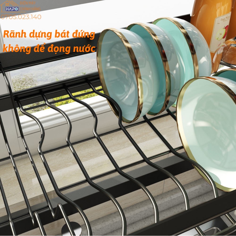 Kệ để chén đĩa thông minh đa năng, Giá úp bát đũa trên bồn rửa, Chạn gia đình thép carbon sơn tĩnh điện