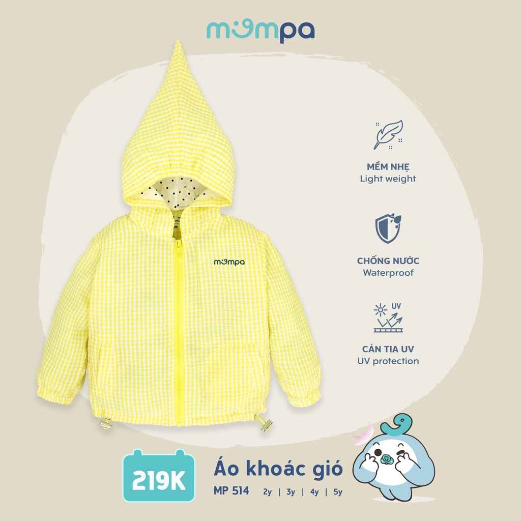 Áo khoác gió kẻ caro cho bé 2-5 tuổi - chất liệu mềm nhẹ, dáng bomber đáng yêu - MOMPA MP514