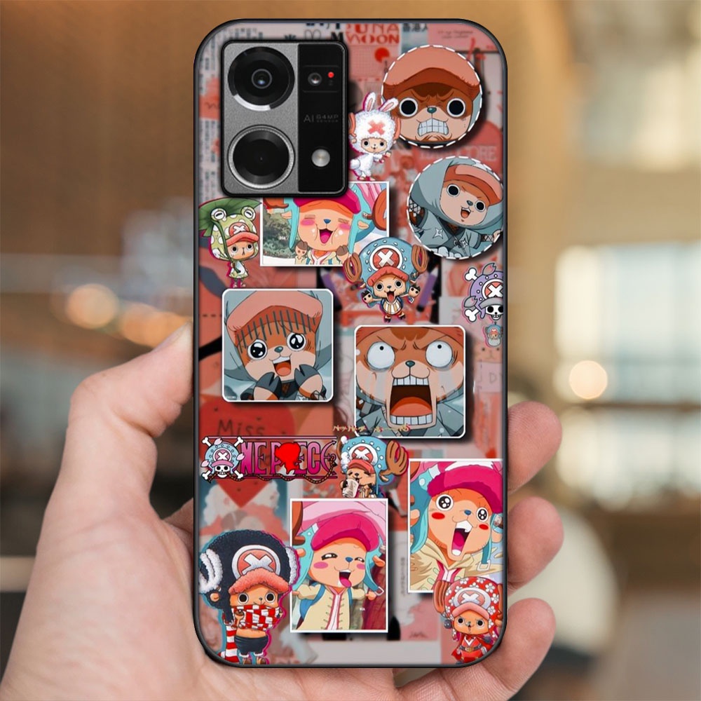 Ốp lưng Oppo Reno 7 4G viền đen in hình Chopper One Piece Đảo Hải Tặc