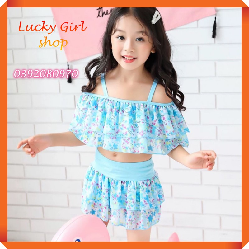 Bikini Bộ Bơi Đồ Bơi Bé Gái 2 Mảnh Rời Bèo Tầng Free Size (5-8 Tuổi) - Hàng Nhập Quảng Châu - Lucky Girl shop