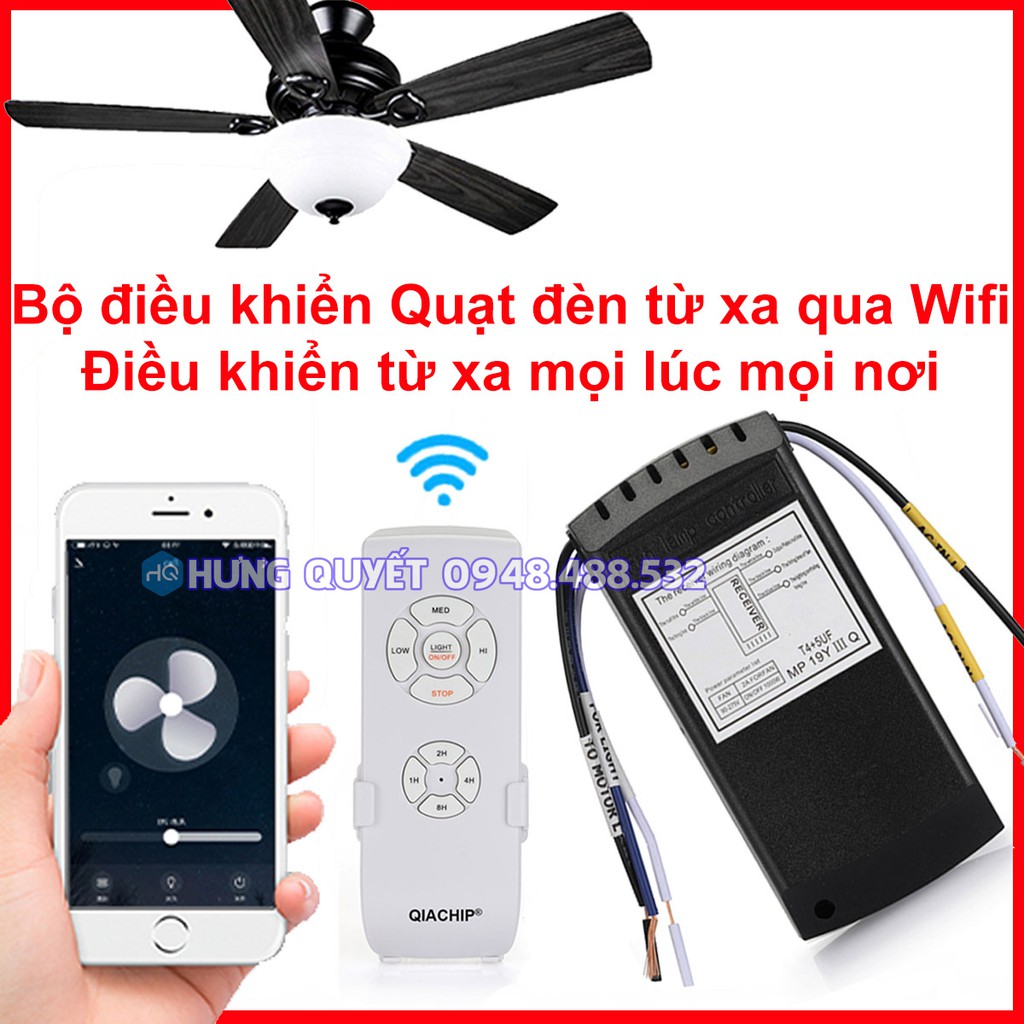 Bộ công tắc điều khiển thông minh quạt trần có đèn từ xa qua WiFi sử dụng App Smart Life trên điện thoại mọi lúc mọi nơi