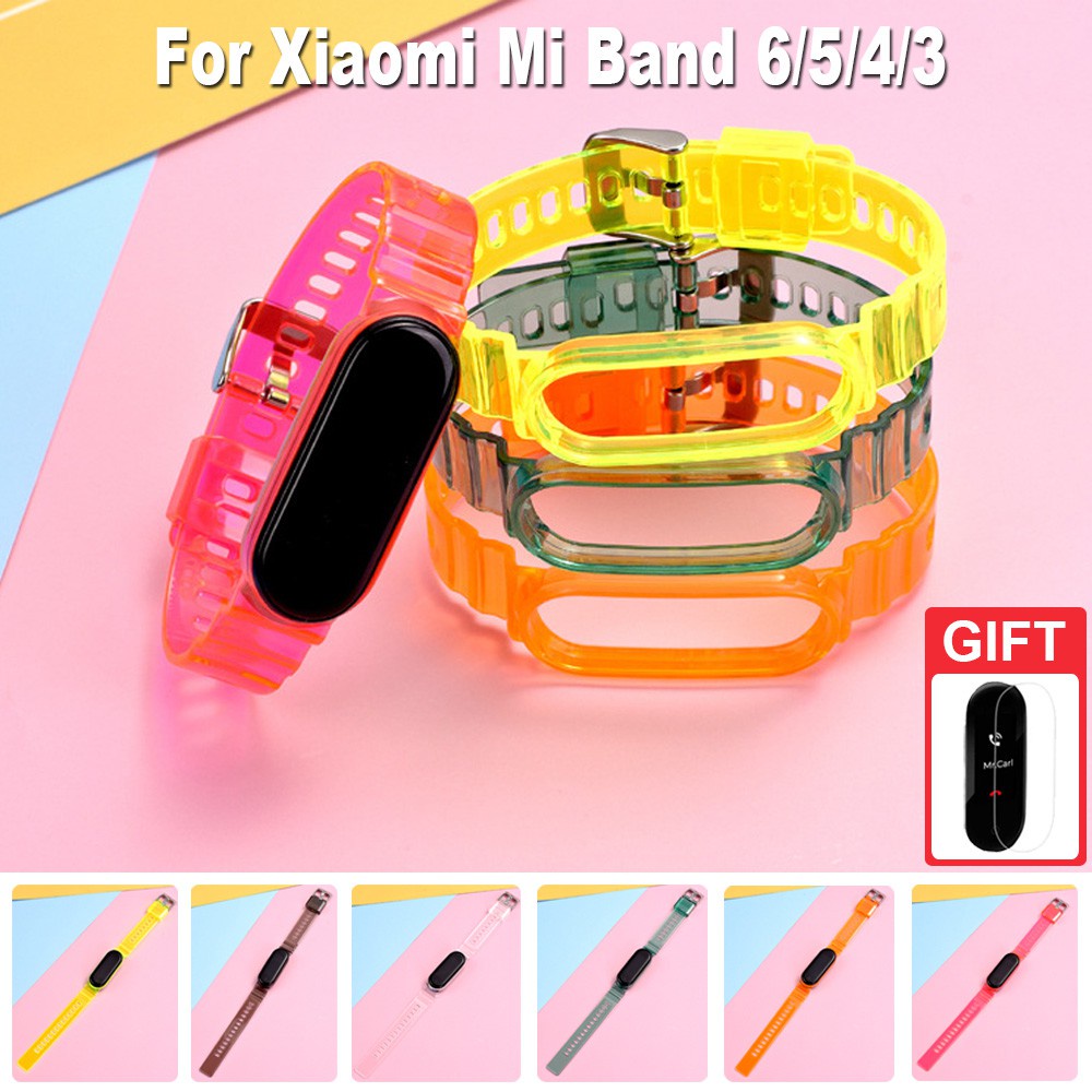 Dây đeo Silicon trong suốt cho đồng hồ thông minh Xiaomi Mi Band 6 5 4 3