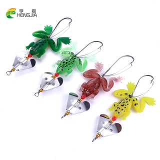 Hengjia 1 ếch mồi câu cá 6.2g wobbler với móc đơn ếch softbait mềm côn trùng mô phỏng mồi nhân tạo