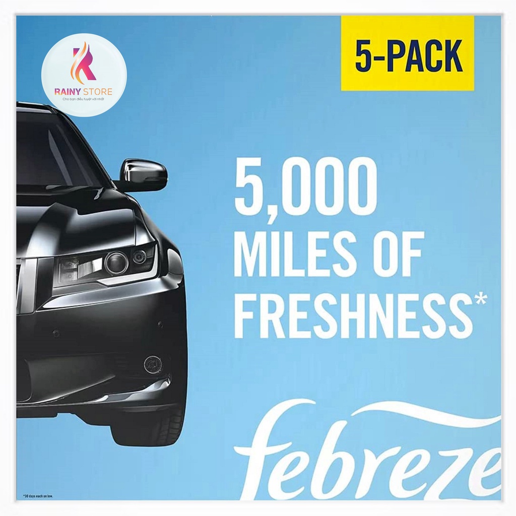 Nước hoa xe hơi Febreze Car Linen &amp; Sky set 5 cái 5x2ml