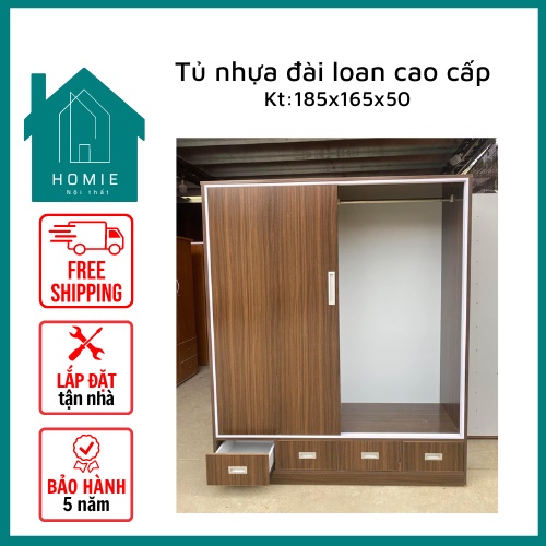 Tủ quần áo 4 cánh lùa nhựa Đài Loan cao cấp 185x165x50 - Giá tại xưởng