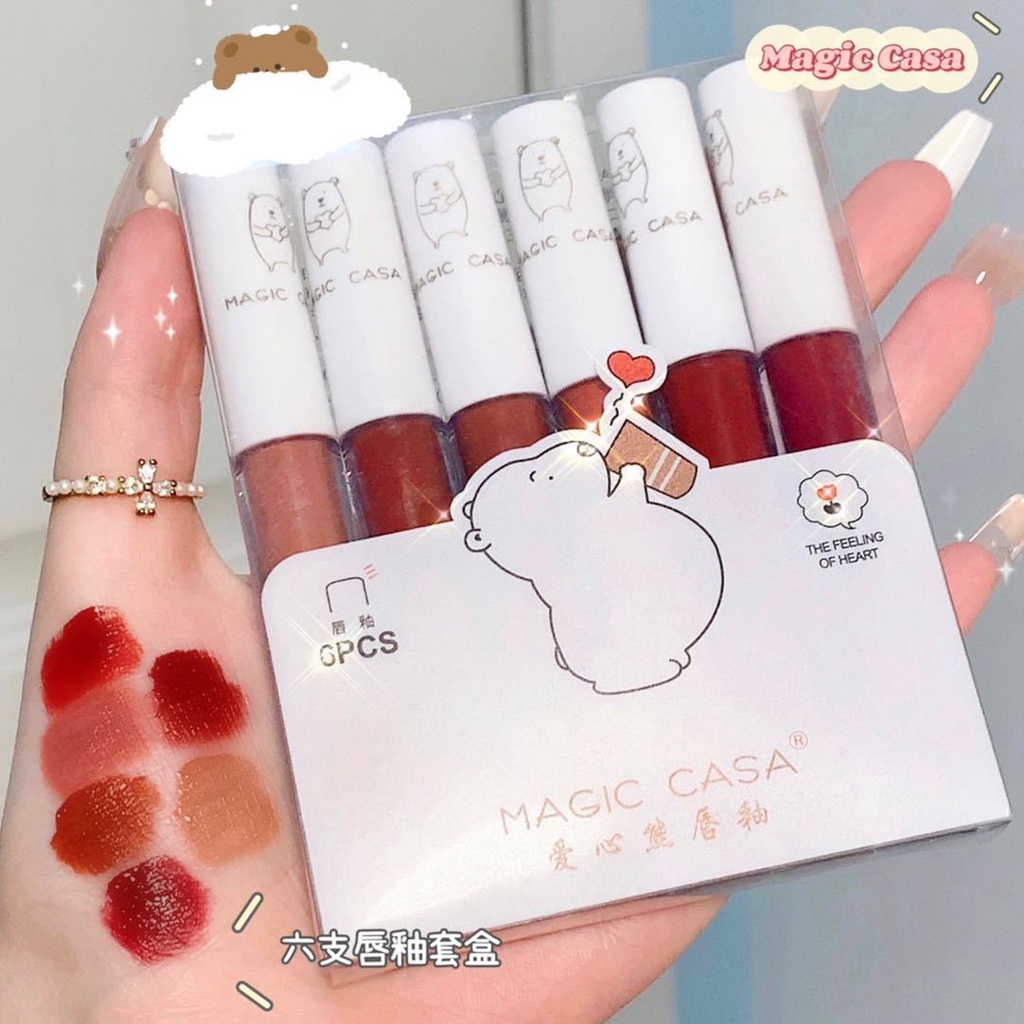 [Hàng mới về] Set 6 thỏi son kem nhung mịn kháng nước lâu trôi không lem quyến rũ hợp thời trang | BigBuy360 - bigbuy360.vn