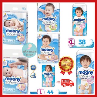 [Tặng 6 MIếng] Tã Bỉm Quần Dán Moony Nội Địa Nhật Các Size Nb90,S84,M64,M58,L54,L44,Xl38,Xxl26 Và Cộng Miếng