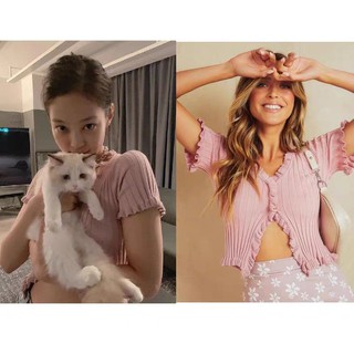 😍 Áo cổ tim ngắn tay xẻ vạt điệu đà phong cách vintage