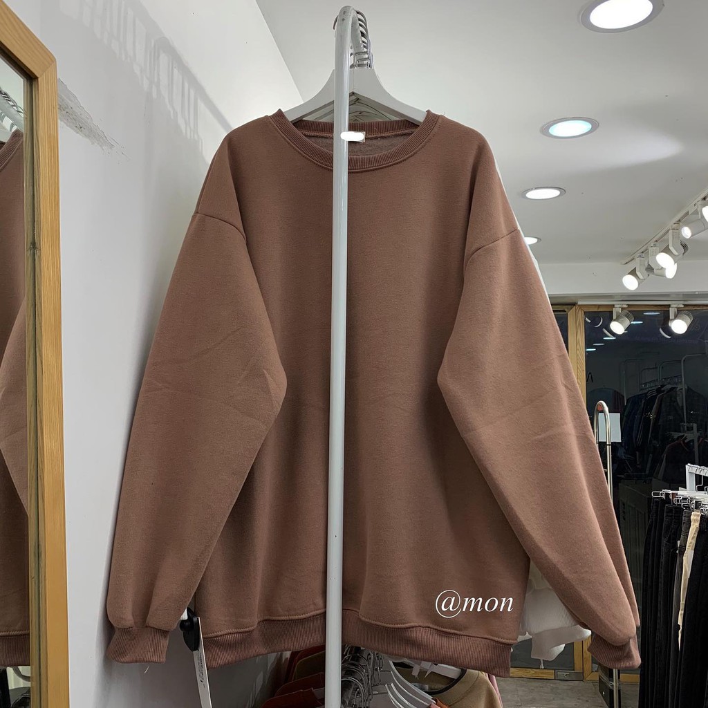 210676 Áo sweater nỉ bông trơn - áo nỉ nam nữ oversize form rộng - chất nỉ bông trơn dày ấm nhiều màu | BigBuy360 - bigbuy360.vn