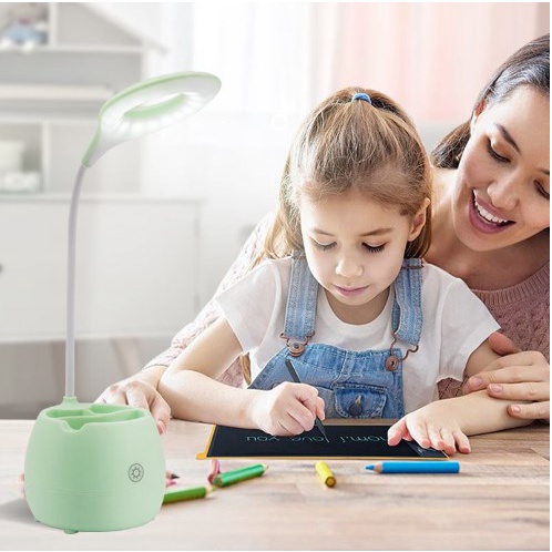 Đèn học ĐH01 để bàn chống cận cảm ứng tích điện kiêm hộp đựng bút và giá đỡ điện thoại - Đèn học chống cận thị