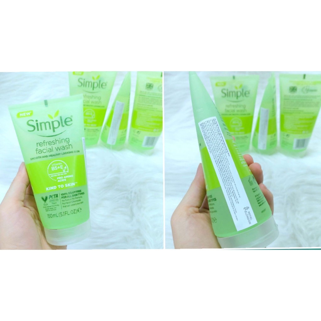 SIMPLE - Sữa Rửa Mặt 150ml + Nước Tẩy Trang 200ml + Nước Hoa Hồng 200ml Cung Cấp Độ Ẩm Ngăn Ngừa Mụn Cho Làn Da Sáng.