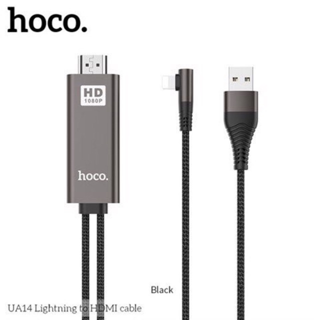 Cáp chuyển lightning sang hdmi hoco UA14 cho hình ảnh 1080HD  -Cáp chuyển iPhone ipad lên hdmi hoco UA14 dài 2m