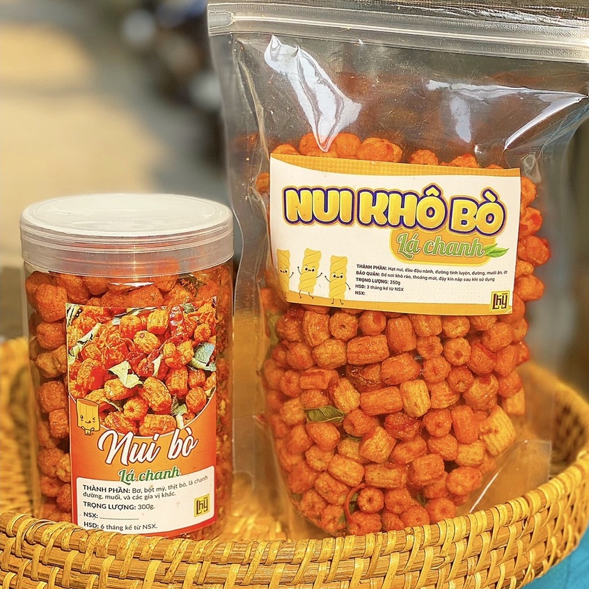 Nui sấy khô bò lá chanh🍟FREESHIP🍟 nui giòn xóc bò lá chanh LhyFood đồ ăn vặt 300g