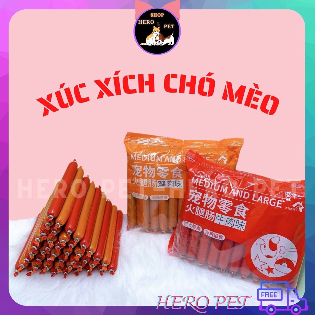 Xúc xích cho chó mèo thanh 15gr bổ sung dinh dưỡng - xúc xích thú cưng HERO Petshop