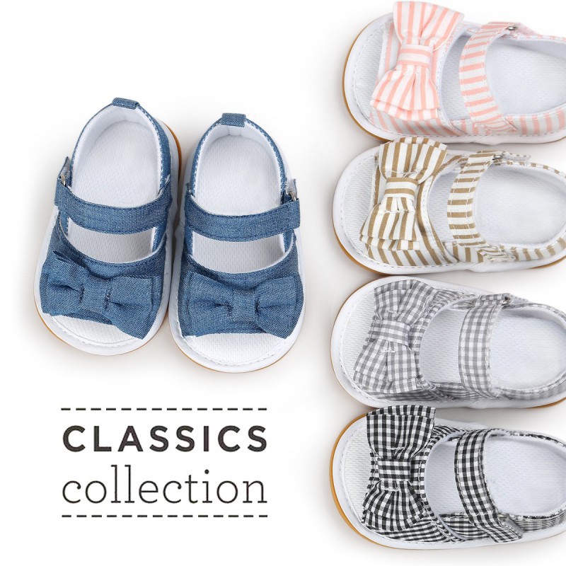 Giày Sandal Đính Nơ Cho Bé Gái 0-18 Tháng Tuổi