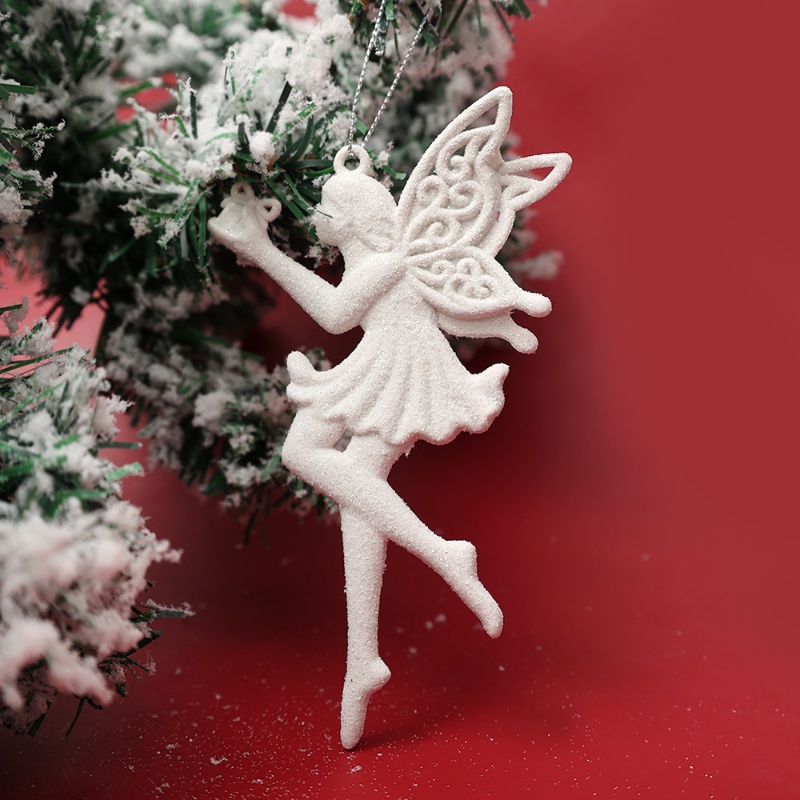 Phụ Kiện Treo Trang Trí Cây Thông Giáng Sinh Hình Bông Tuyết / Cánh Thiên Thần Bằng Nhựa Độc Đáo DIY