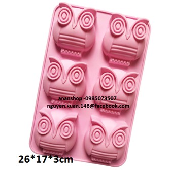 Khuôn silicon 6 cú mèo to
