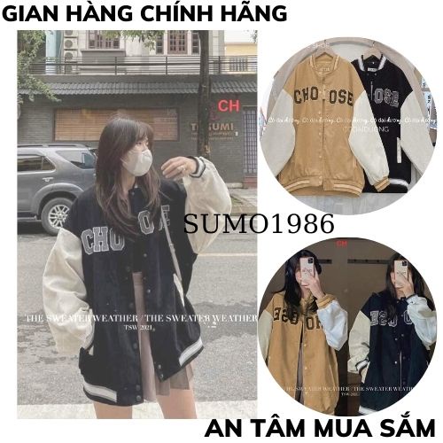 Áo khoác nhung tăm in chữ CHOOSE ,áo khoác bomber thể thao nam nữ unisex ulzzang hàn quốc XƯỞNG MAY TC2