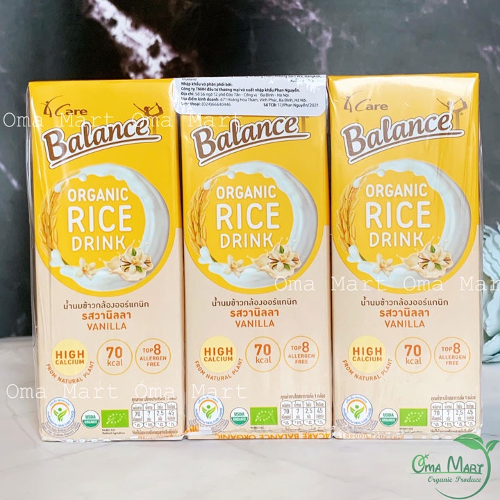 Sữa gạo Hữu Cơ Vị Vani 4CARE BALANCE ORGANIC