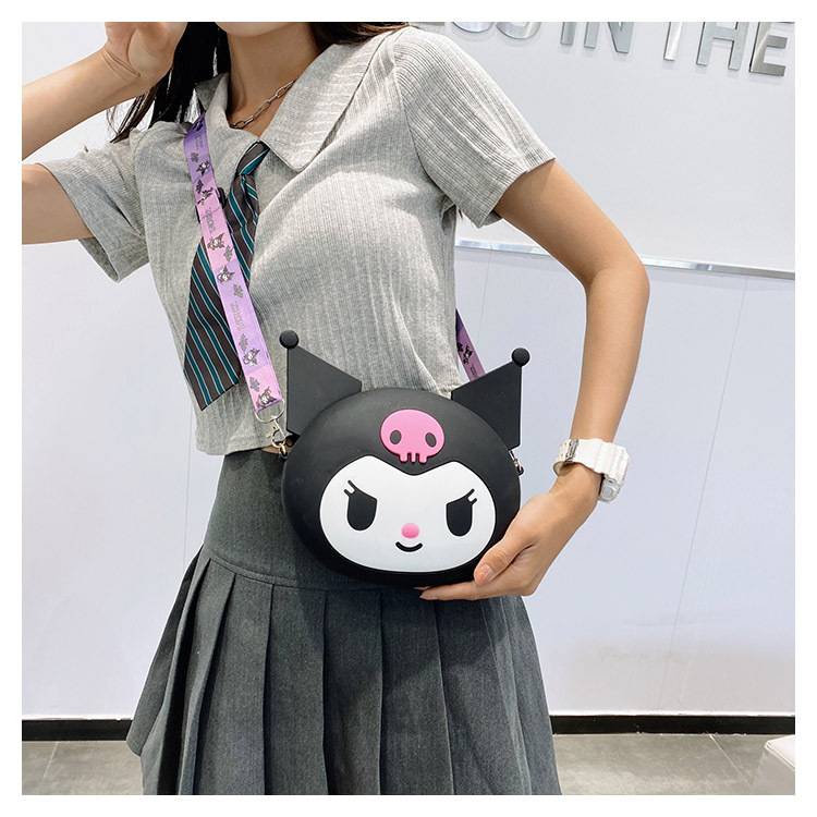 Túi Đeo Chéo Vai Đựng Tiền Xu Bằng Silica gel In Họa Tiết Kuromi Melody Sanrio Dễ Thương Cho Nữ